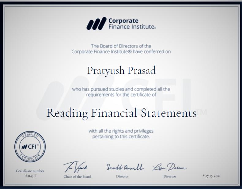 CFI Reading Financial Statement
